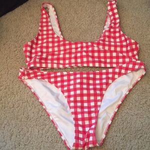 Cute red gingham bathing suit